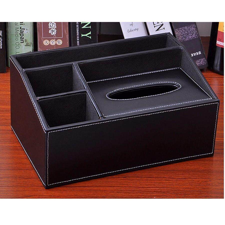 Faux Leather Tissue Box Cover Paper Holder Storage Organizer Remote Control Home - intl