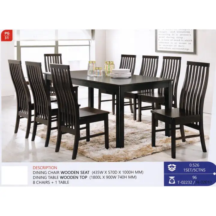 Fully Solid Wood 1 8 Dining Table Chair Set Pre Order 1 Week Lazada Singapore