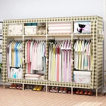 Generic Huge 82 Portable Wooden Closet Storage Organizer Wardrobe Clothes Rack With Shelves 4 Hanging Rods Free 1 Box Generic Huge 82 Portable Wooden Closet Storage Organizer Wardrobe Clothes Rack With Shelves 4 Hanging Rods Free 1 Box