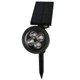 GETEK Outdoor Solar 4 LED Waterproof Light Sensor Garden Yard Fence Wall Security Lamp (Black)