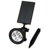 GETEK Outdoor Solar 4 LED Waterproof Light Sensor Garden Yard Fence Wall Security Lamp (Black)