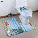 GETEK Printing Bath Mat 100% Flannel 3 Piece Bathmats Rugs & Toilet Covers #5