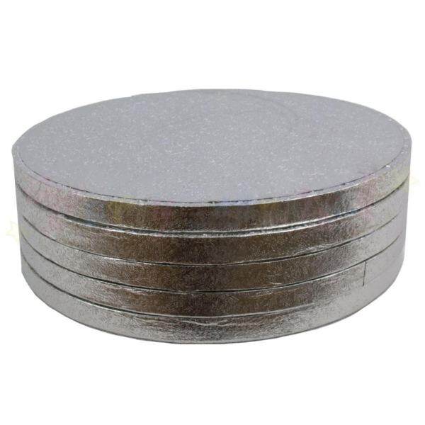 GETEK Quality Silver Round Square Cake Display Boards Foil Turned Edge 5mm Thick ALL SIZES(Size:7inch)