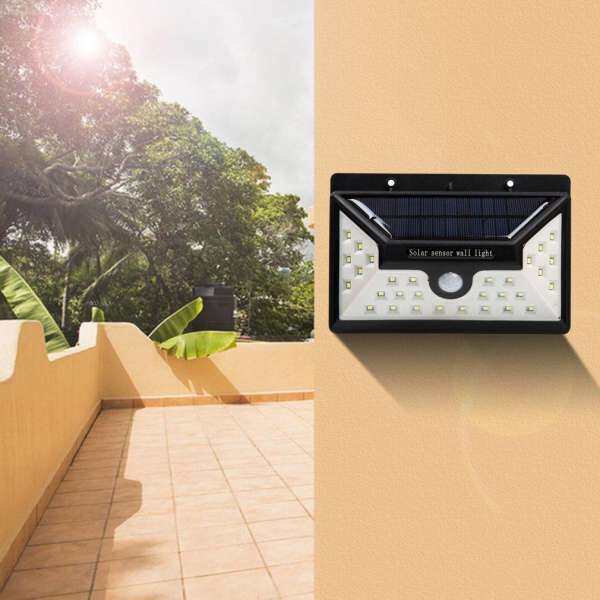 GOOD Solar Sensor Wall Light with 30 LEDs Outdoor Waterproof PIR Sensor Light