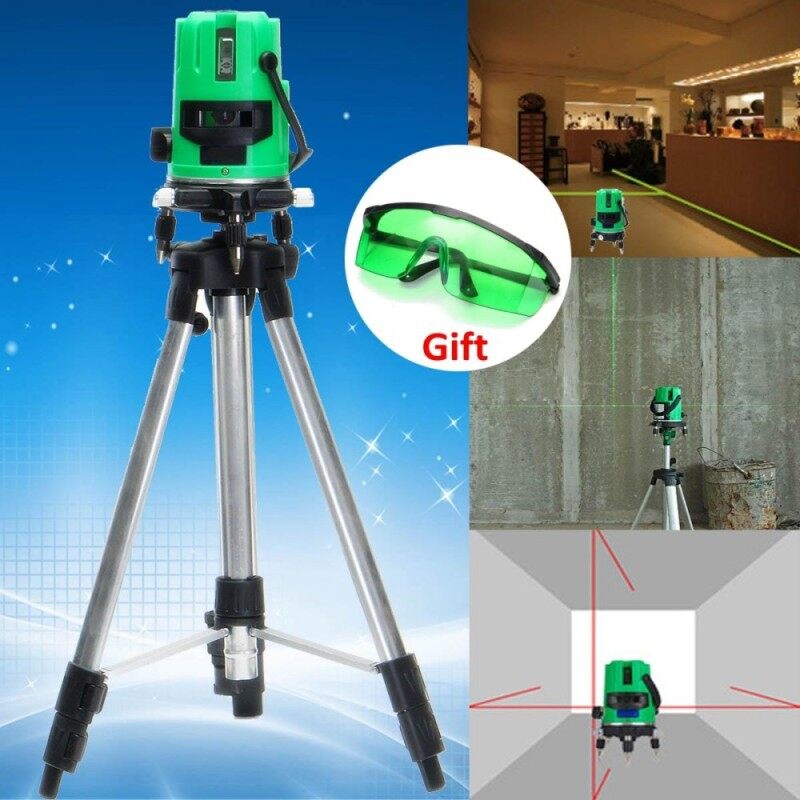 Green 2 Line 2 Points Laser Level 360 Rotary Laser Line Self Leveling with Tripod