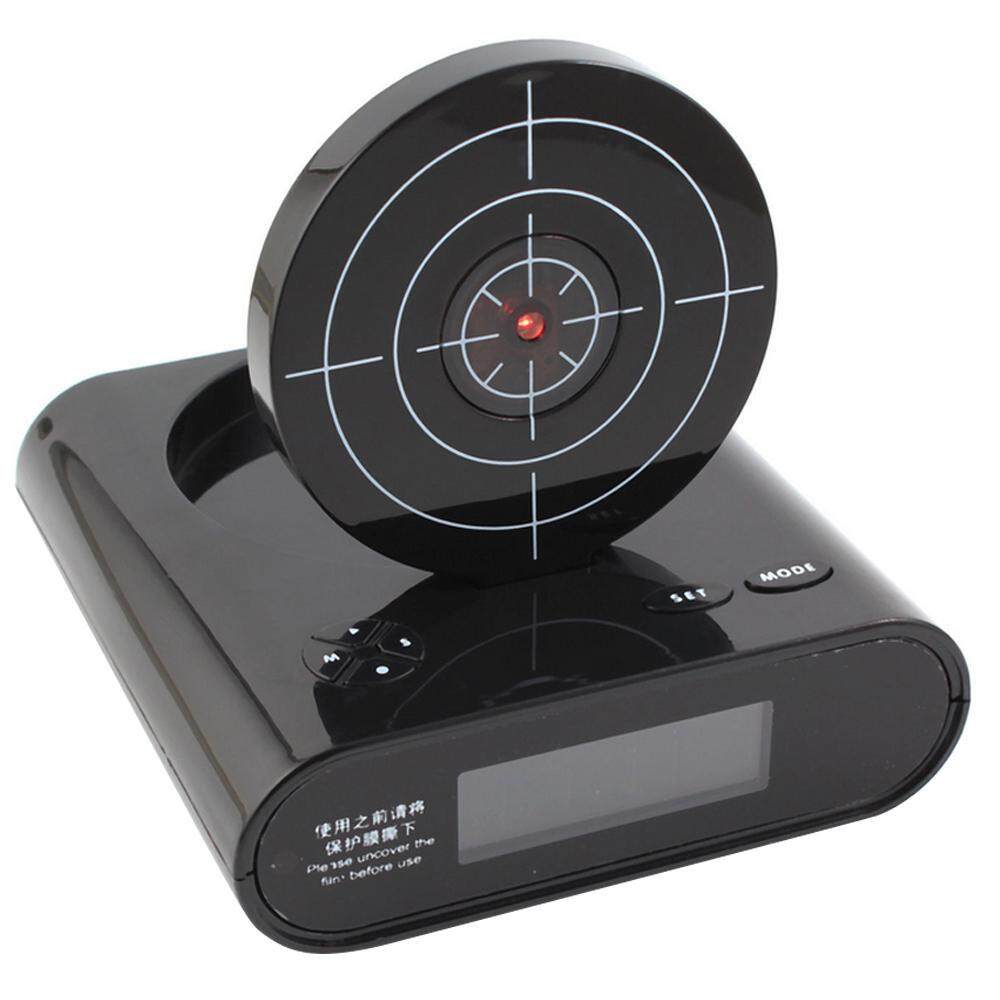Hazyasm Kesiangan Target Laser Shooting Alarm Jam Dinding dengan LED Tampilan Perekaman Jam Meja, Hijau Tentara-Internasional