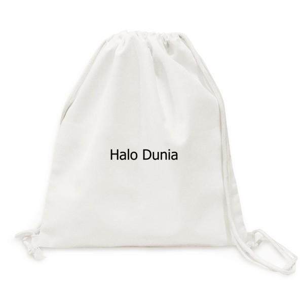 Hello World Indonesia Canvas Drawstring Backpack Shopping Travel Lightweight Basic Bag Gift - intl