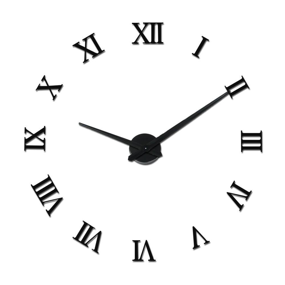 High Quality Modern Design DIY 3D Big Wall Clock Home Decor Quartz Horloge Wall Watch 20 Inch Clocks(Black) - intl