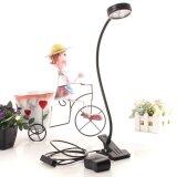 HKS LED Desk Lamp Table Bedside Study Reading Light Clip ON/OFF Clamp Bright Black(White LIght)