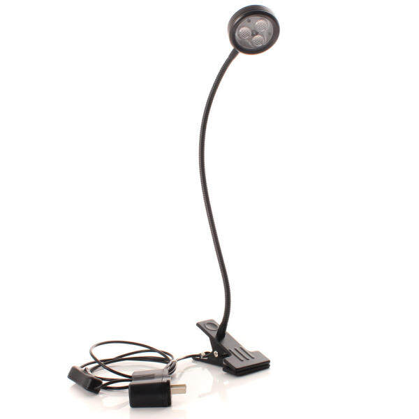 HKS LED Desk Lamp Table Bedside Study Reading Light Clip ON/OFF Clamp Bright Black(White LIght)