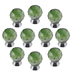 HKS Modern Furniture Handles Green Crystal Sphere Ball Cabinet Drawer Knobs Set of 10