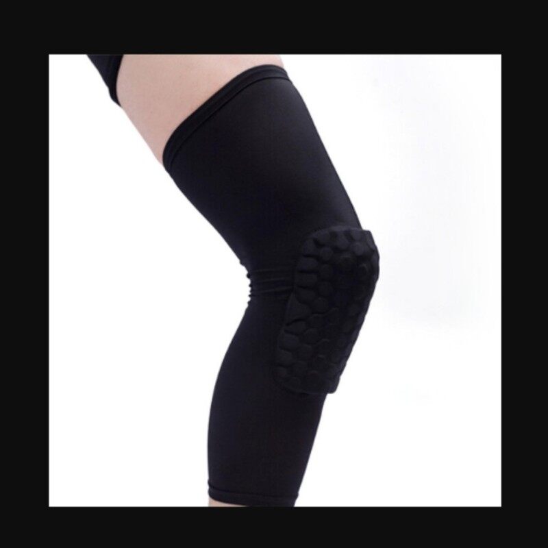 Honeycomb Pad Crashproof Antislip Basketball Leg Knee Long Sleeve Protector Gear Black Length:43cm/16.9in