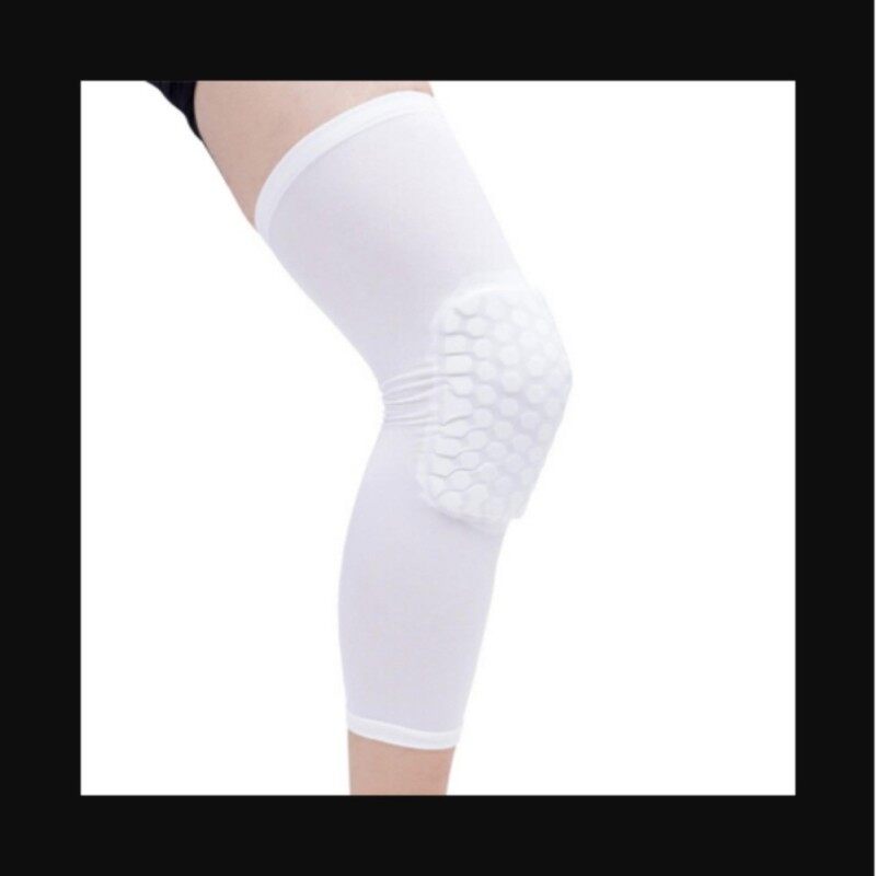 Honeycomb Pad Crashproof Antislip Basketball Leg Knee Long Sleeve Protector Gear White Length:41cm/16.1in