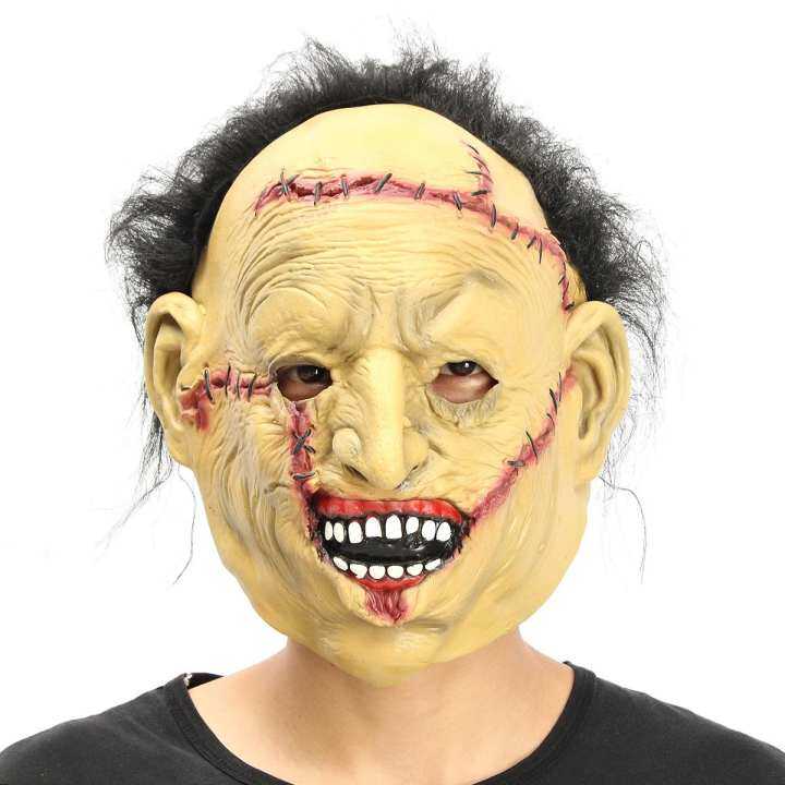 Horror Latex Leatherface Chainsaw Scar Mask with Hair Mask Costume Toy Decor