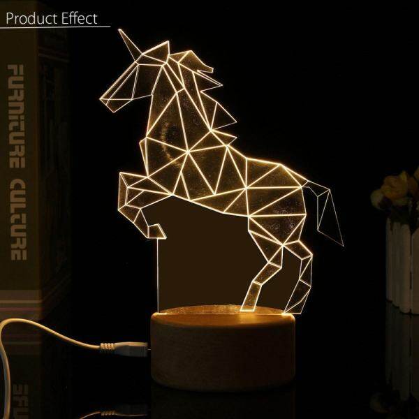 Horse 3D LED USB Night Light Drive-by-wire Switch Acrylic Table Desk Lamp Gift - intl