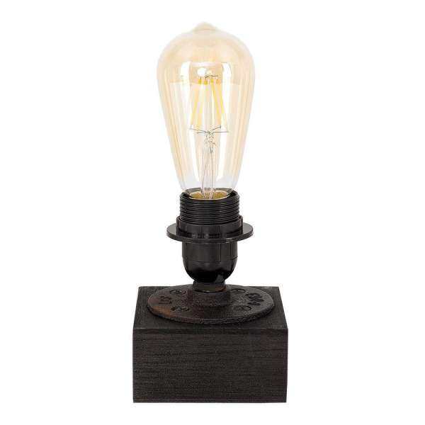 Industrial Style Wooden Block Bedside / Lounge Table Lamp （without LED Vintage Bulb） - intl