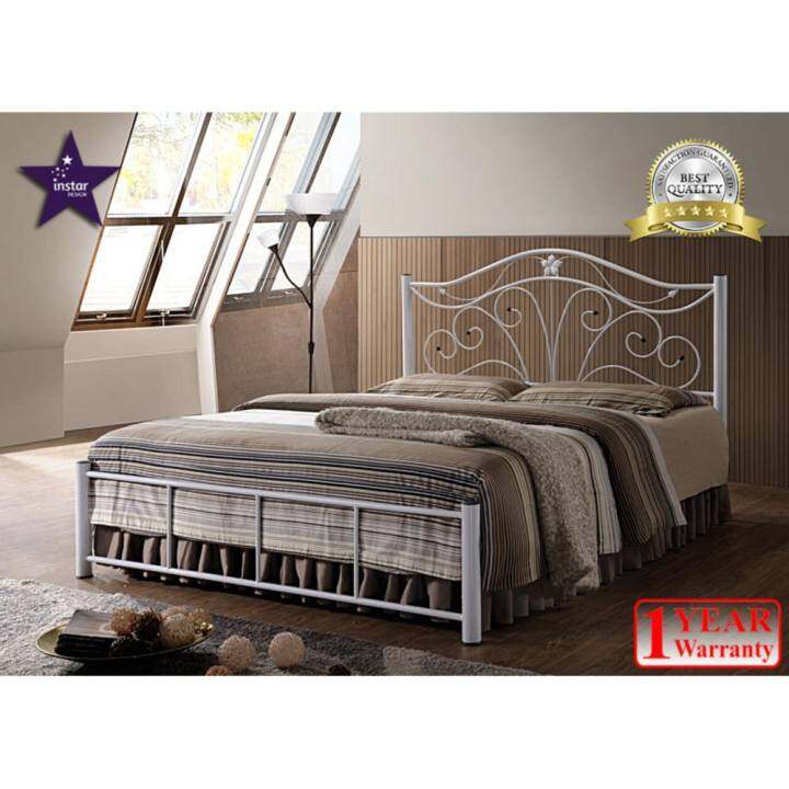 iNSTAR DESIGN BETTY QUEEN SIZE METAL BED FRAME (WHITE
