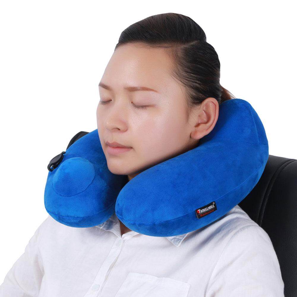 iooilyu Automatic Inflatable Travel Pillow 3D Hump Design U Shaped Pillow, Blue - intl