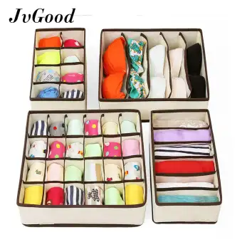 Jvgood Organizer 4pcs Bra Underwear Closet Socks Ties Storage Box