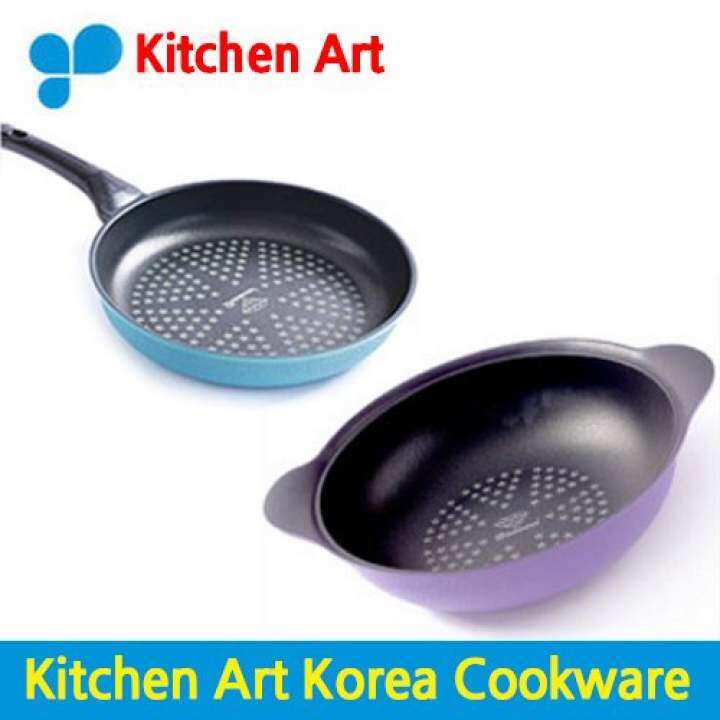 [Kitchen-Art Frying pan 1+1] Frying Pan 26cm + Two Hand Wok 28cm/ Korea Number one Frying Pan/ Diamond Exoramic Frypan / Diamond Diecasting / Grill pans / court fan/ skillet / fry pan / woks / pots / grill pan / Made in korea