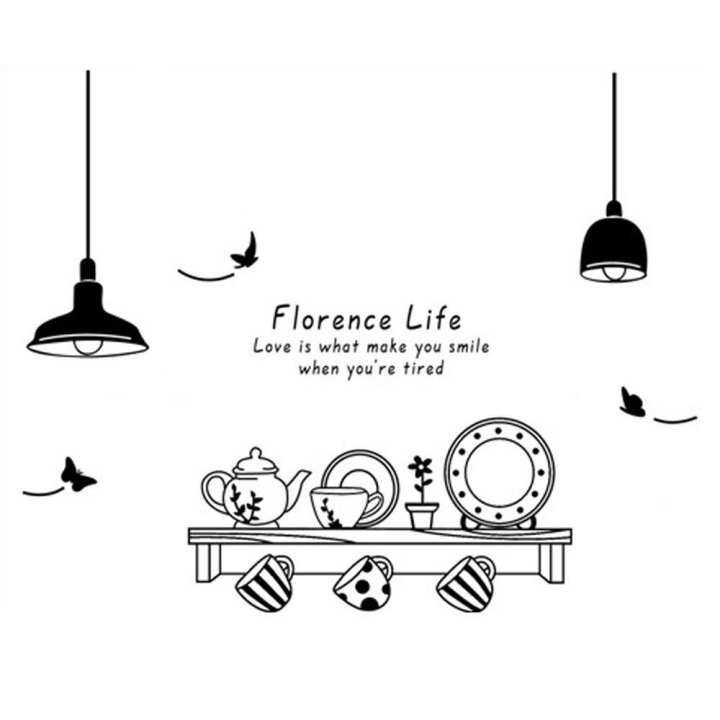 Kitchen Utensils Butterfly Letter Removable Wall Stickers Art Decals Mural DIY Wallpaper for Room Decal 60 * 90cm