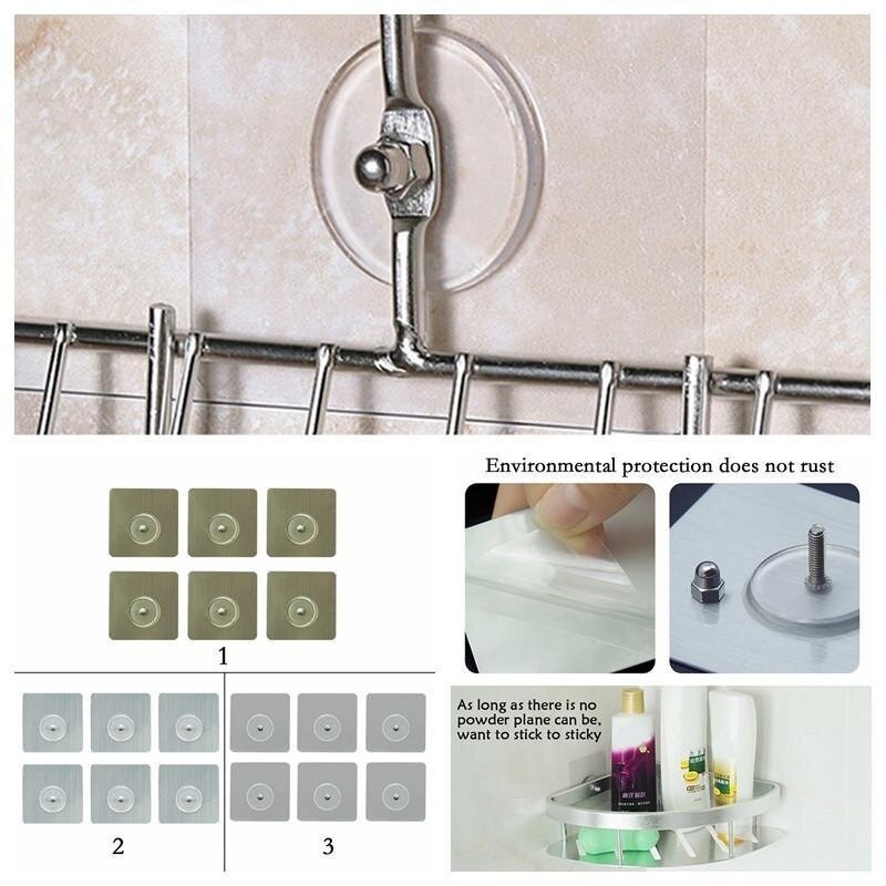 Kobwa Nail Free Wall Hook Screw, 1000 Times Reusable, 5KG Load For Single Screw, No Trace-1 Set Of 6 Pcs, Silver