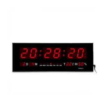 Large Digital Wall Desk Time Calendar Alarm Clock Black Lazada