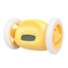 LCD Display Running Clock Alarm With Moving Wheels(Yellow)