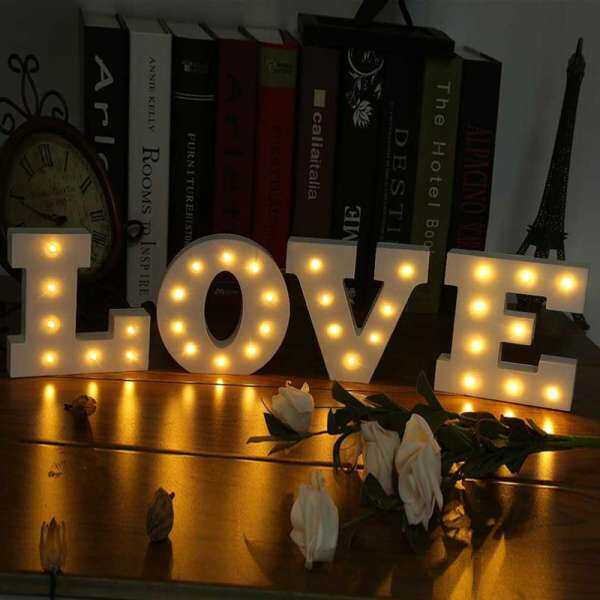 LED Marquee 4 Letters Lights Alphabet Light for Festival Party Wedding Bar Alphabet Wall Marquee Decoration Lights- Letter LOVE