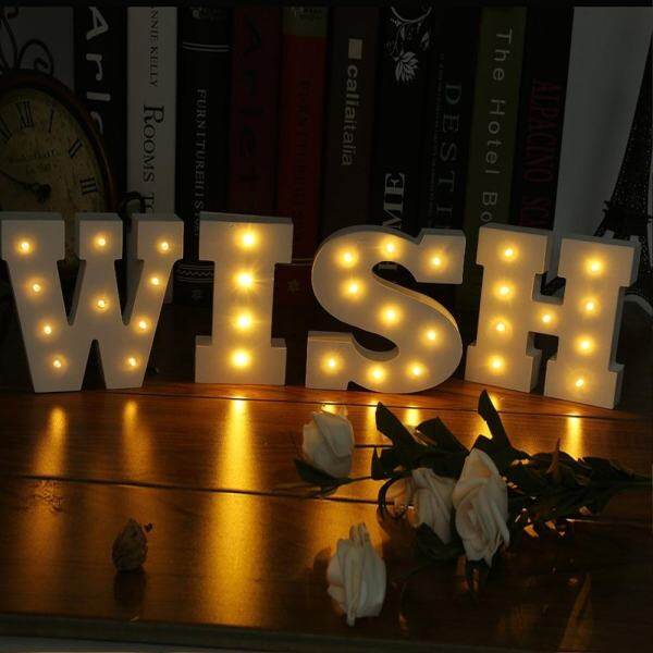 LED Marquee 4 Letters Lights Alphabet Light for Festival Party Wedding Bar Alphabet Wall Marquee Decoration Lights- Letter WISH