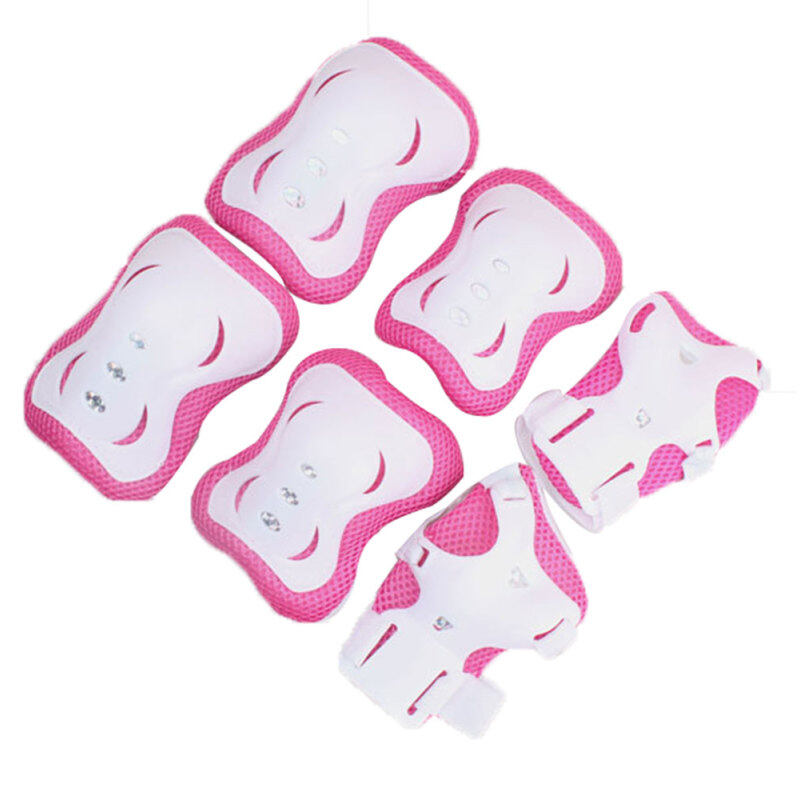 EGO 3 Sets Children Fuchsia White Elbow Wrist Knee Protective Pad Support (Intl)