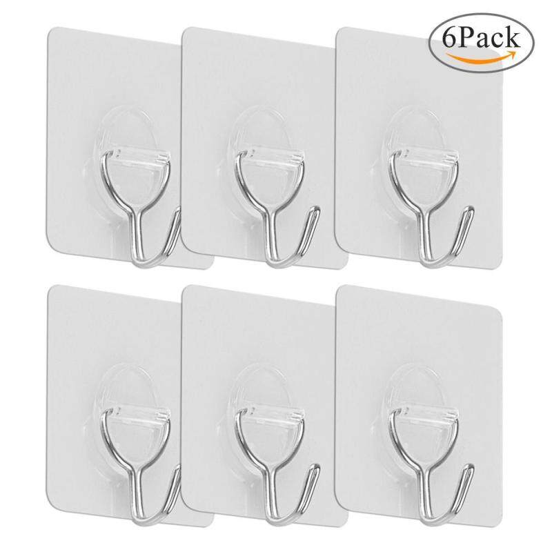 leegoal 6 Pcs Reusable Nail Free Stainless Steel Wall Hooks For Towel Loofah Bathrobe Clothes, Waterproof, Strong Load, Traceless