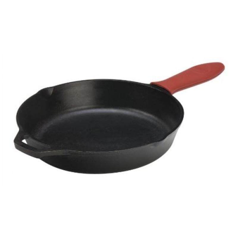Lodge Lodge Cast Iron Skillet with Red Silicone Hot Handle Holder, 12-inch - intl Singapore