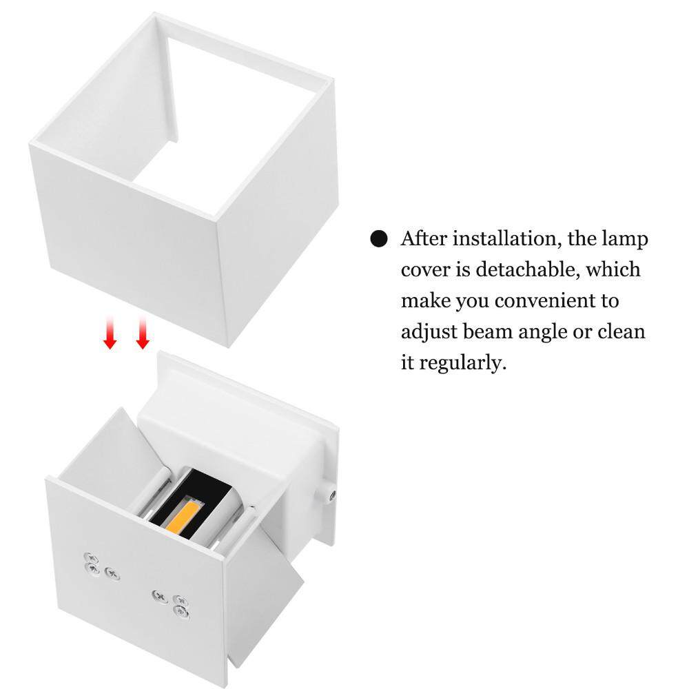 Loskii DX-CT1 AC 220V Waterproof 7W Aluminum Cube COB LED Wall Lamp Light Modern Home Lighting Outdoor Decoration Light Cold White - intl