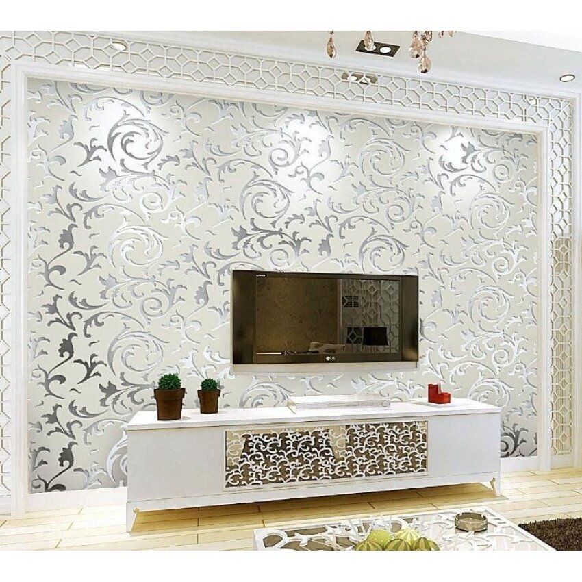 ... Sticker Border 10m X 10cm Blue . Source · Lovely Clover Wallpaper Luxury Design Modern Metallic Luster MirrorTV Wall Living Room Background Wall 3D Wall