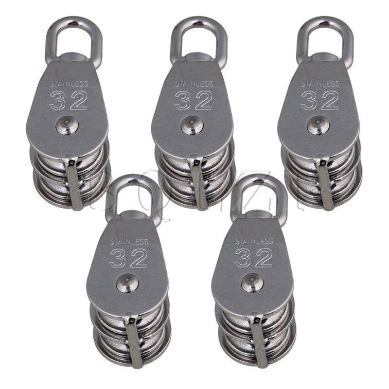 M32 3.2cm Swivel Stainless Steel 304 Double Pulley Block Set of 5 Silver
