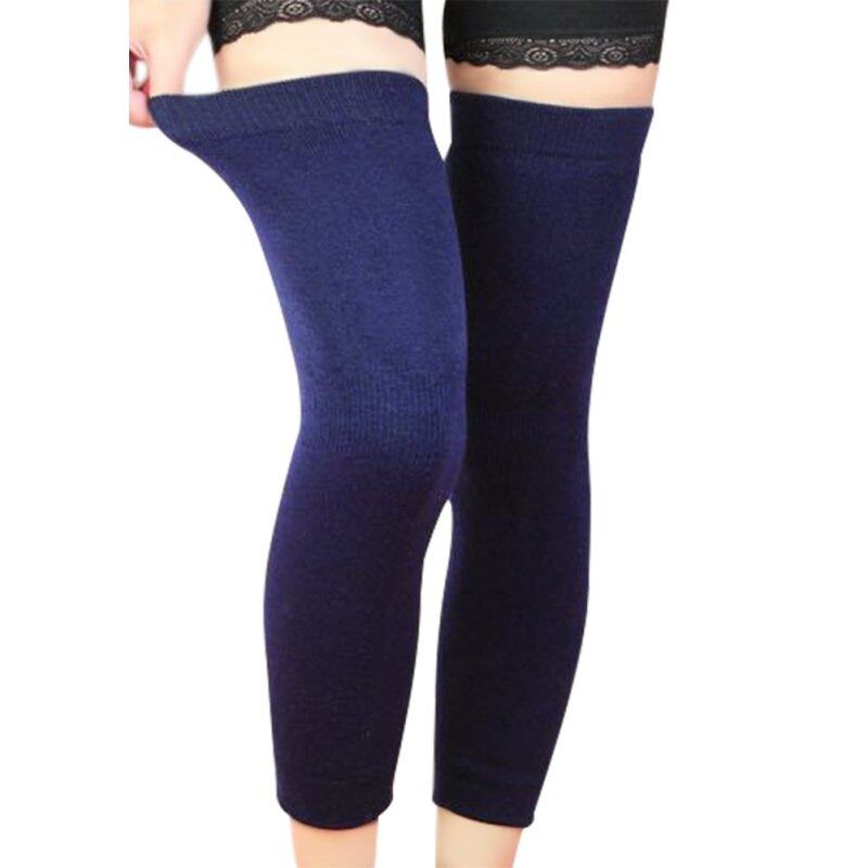Medical Grade Thermal Over Knee Sleeve 1 Pair Unisex Elastic Lengthen Cashmere Knit Knee Brace Support Protector Knee Warmer Pads Legging Stockings - Pain Relief, Warming Knee, Non-slip Comfort Deep Blue