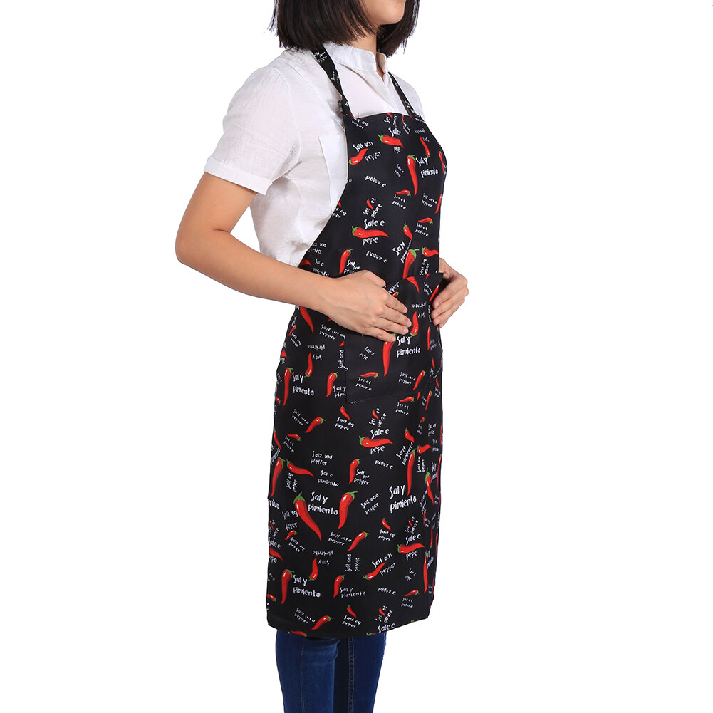 epayst Men Women Apron For Kitchen Cooking Cafe Shop Chef With Pockets(#5 Chilli)