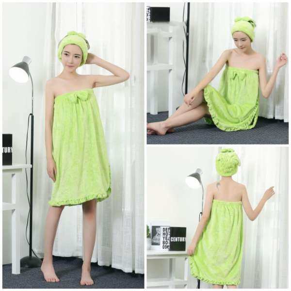 Yika Microfiber Wearable Towel Bathrobe Fast Dry Washcloth Wrap Women Bath Towels