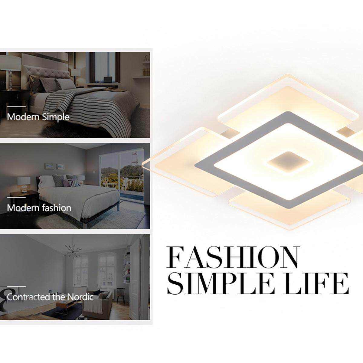 Modern Elegant Square Acrylic LED Ceiling Light Living Room Bedroom Home Lamp 3 Inner white and Outside warm - intl