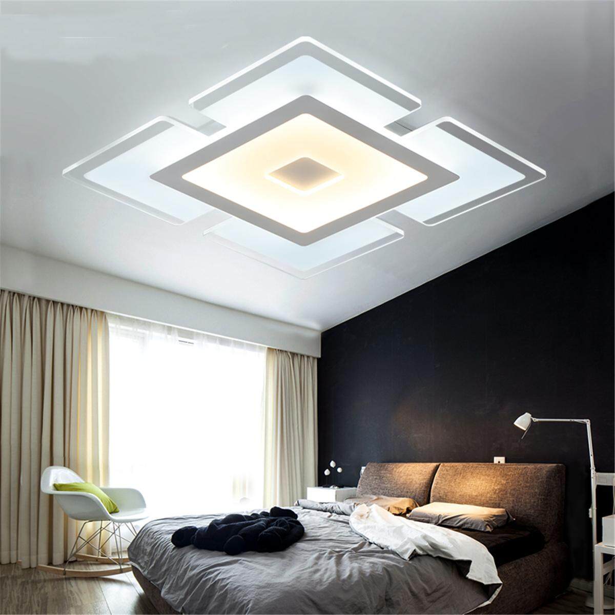 Modern Elegant Square Acrylic LED Ceiling Light Living Room Bedroom Home Lamp # Inner warm and Outside white - intl