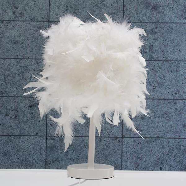 Modern Feather Shade Table Desk Lamp Light Lighting LED Bedroom Office Decor - intl