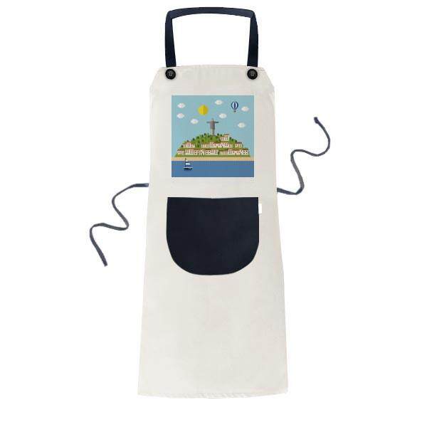 Mount Corcovado Fire Balloon Brazil Cooking Kitchen Beige Adjustable Bib Apron Pocket Women Men Chef Gift - intl