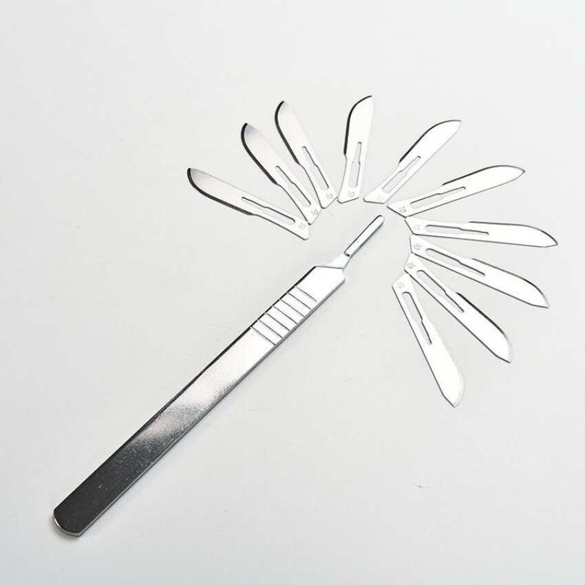 ZTStore 10Pcs #10 Carbon Steel Surgical Scalpel Blades Pcb Medical Tool +1Pc #3 Handle