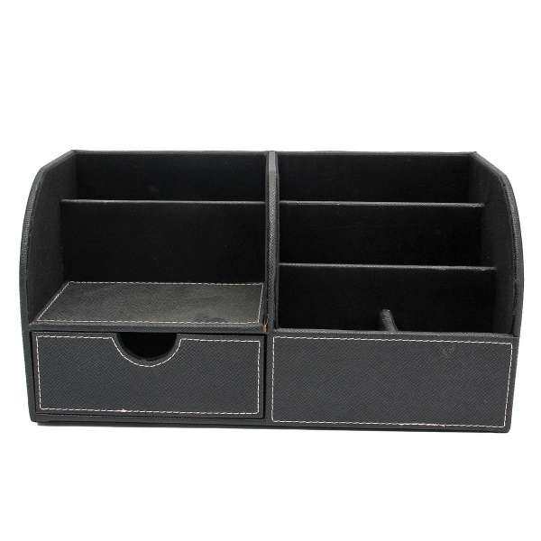 Multipurpose PU Leather Stationery Home Office Desk Organizer Storage Box Holder