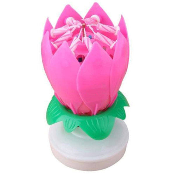 epayst Musical Rotating Lotus Flower Birthday Candle Set of 10 (Pink)