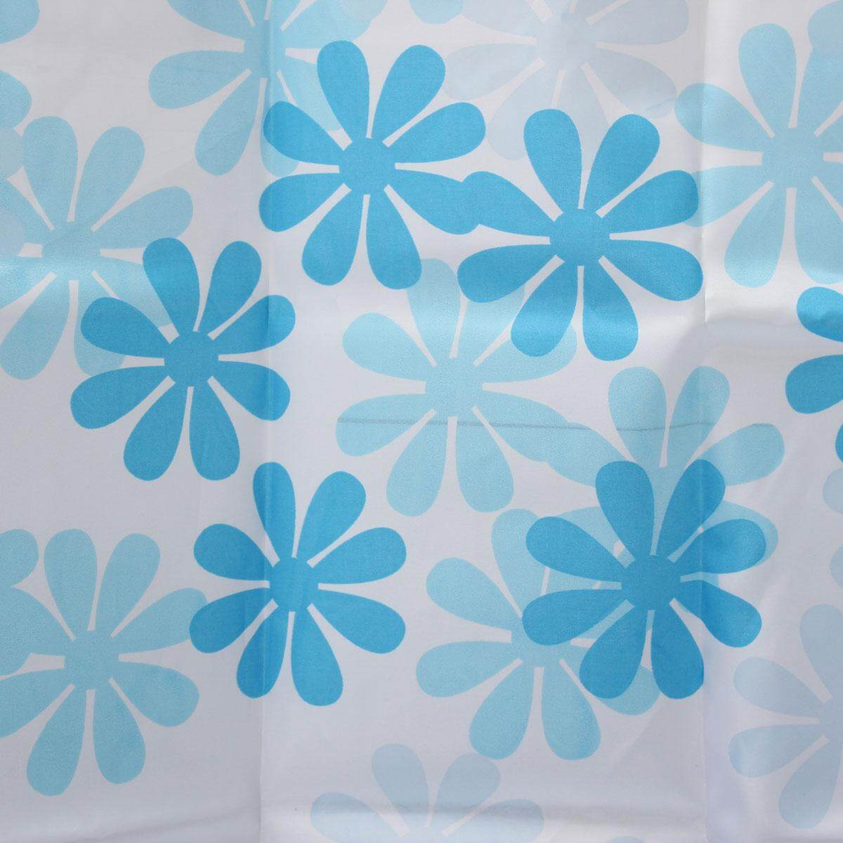 New Blue Flowers Waterproof Bathroom Bath Shower Curtain Polyester 70x70inch - intl