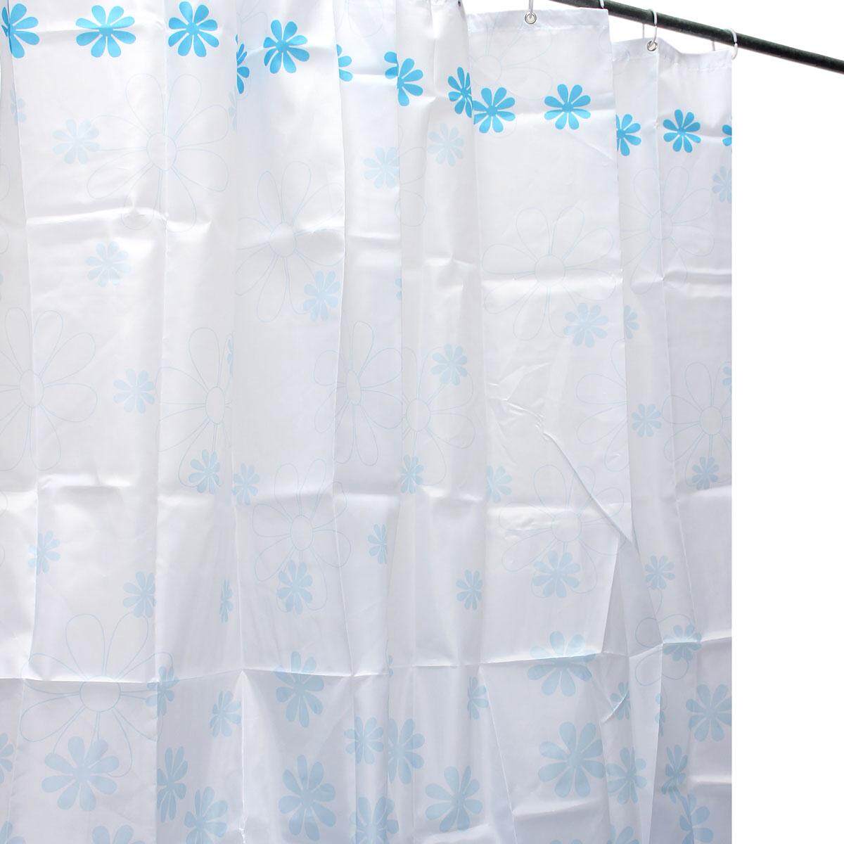 New Blue Flowers Waterproof Bathroom Bath Shower Curtain Polyester 70x70inch - intl