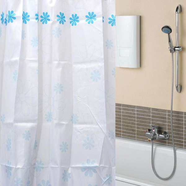 New Blue Flowers Waterproof Bathroom Bath Shower Curtain Polyester 70x70inch - intl