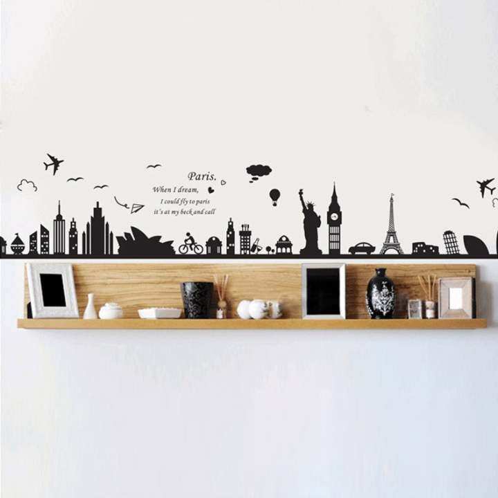 【ExpressDelivery+FreeShipping】New European Building Removable Wall Sticker Bedroom Sofa Backgound Decoration Wall Poster Wallpaper (MY)